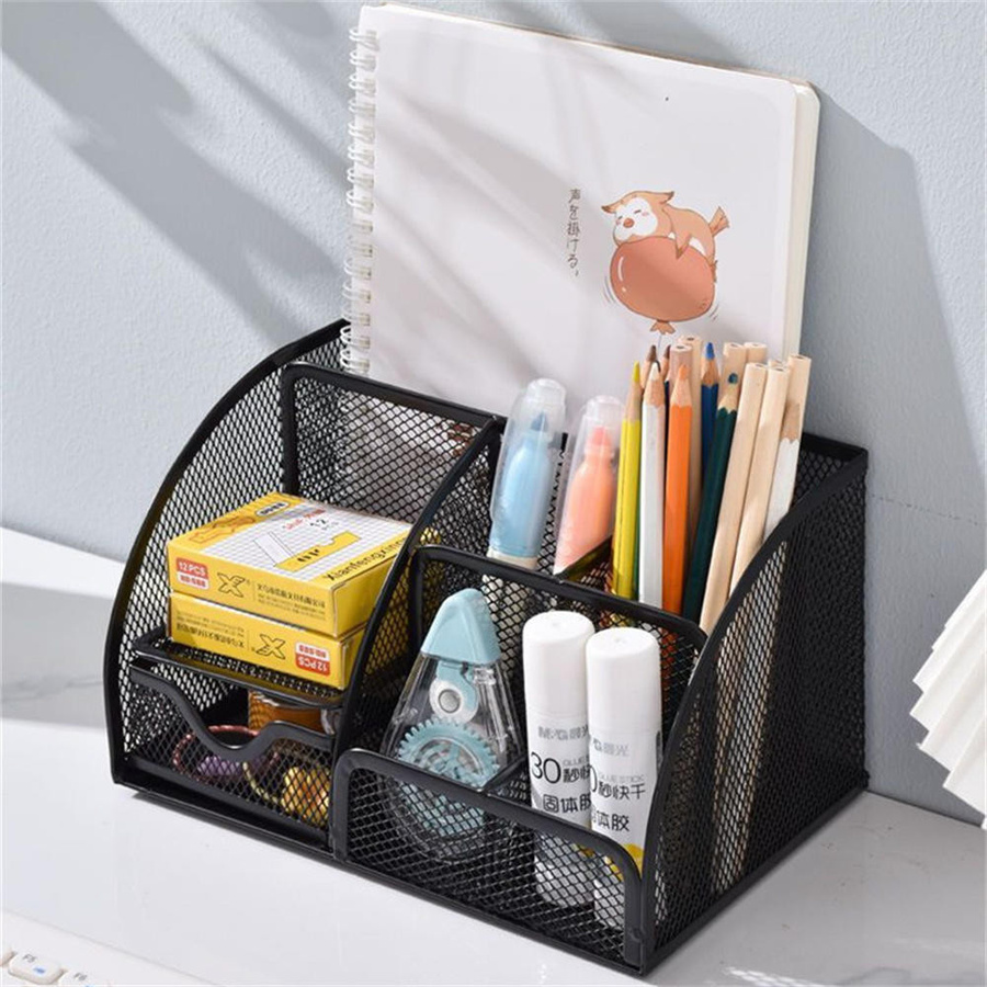 Allbestart Büro-Schreibtisch-Aufbewahrungsbox aus Metallgitter in Schwarz mit mehreren Fächern, B/T/H: 14,0 x 13,0 x 6,0 cm - Bild 2