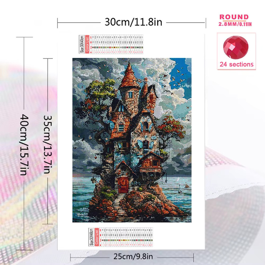 Momoart Diamantmalerei DIY Haus Landschaft Abstrakt Wanddekoration Multicolour B/H: 30,0 x 20,0 cm - Bild 2