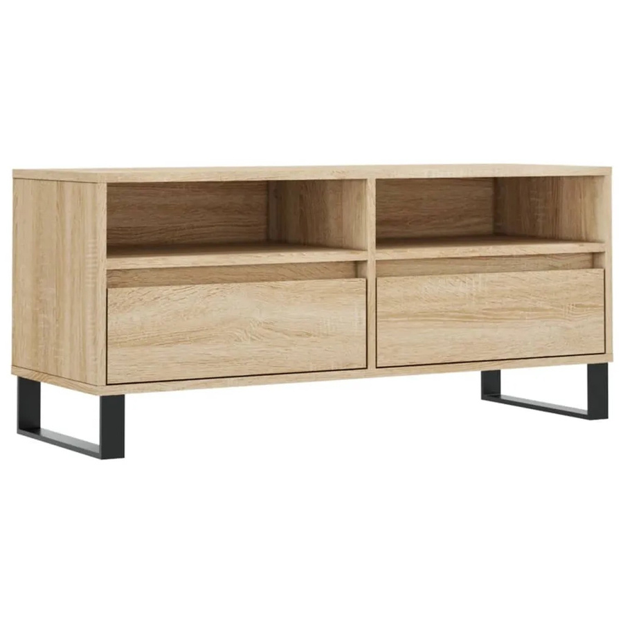 vidaXL TV-Schrank Sonoma-Eiche in Braun aus Holzwerkstoff und Eisen, B/T/H: 100 x 34,5 x 44,5 cm - Bild 2