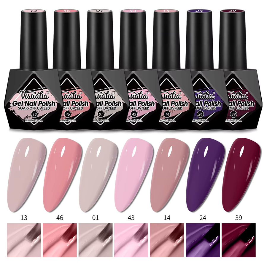 Visuatia Gel-Nagellack-Set, 7-teilig, 8 ml, glänzend - Bild 2