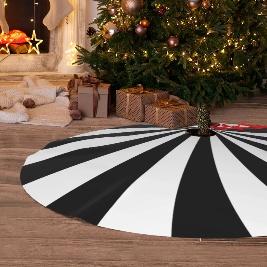 VIKAMA Weihnachtsbaum-Kleid in Schwarz-Weiß mit geometrischem Streifenmuster zur festlichen Heimdekoration - Bild 2