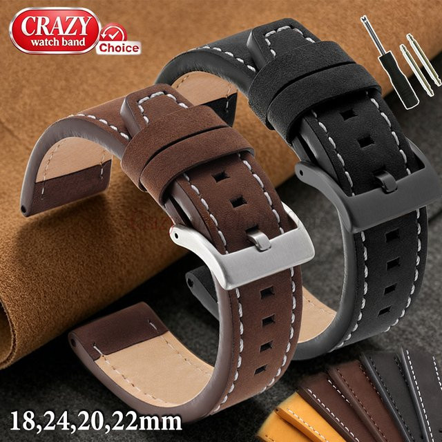 crazyband Uhrenarmband Leder, Herren, 18/20/22/24 mm - Bild 1