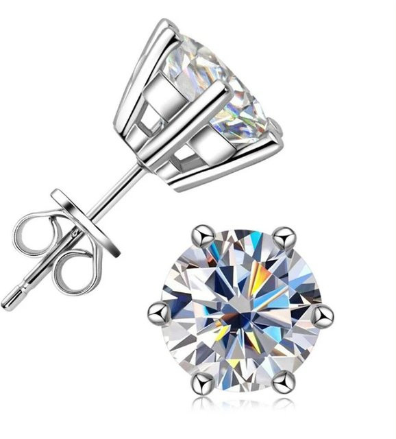 ANENJERY Bijouterie Ohrstecker, 925 Silber, 18 Karat Gelbgold vergoldet, Moissanit-Diamant, Unisex - Bild 1