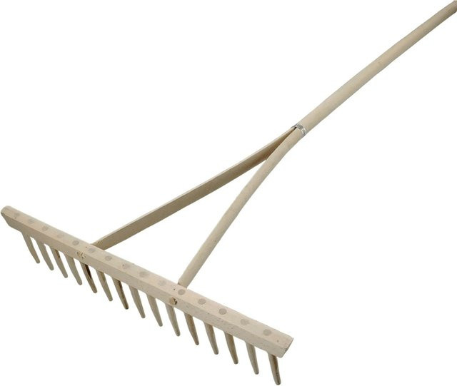 LUX-TOOLS Holzrechen mit Holzzinken in Braun, Arbeitsbreite: 55 cm - Bild 1