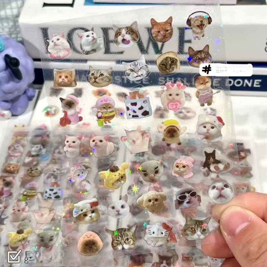 Bandai Cartoon-Katzen-Aufkleber, 10-teiliges Set, bunt, transparent - Bild 2