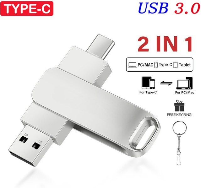 JASTER USB 3.0 Type-C Flash-Laufwerk aus Metall in Silber - Bild 1