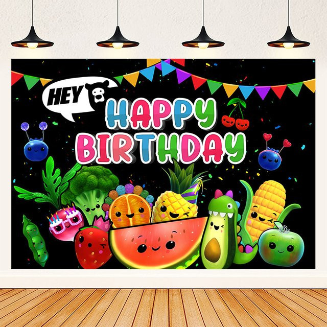 Hey Bear Frucht Motiv Party Banner Dekoration für Kindergeburtstage, Mehrfarbig, B: 90 cm, H: 70 cm, T: 70 cm - Bild 1