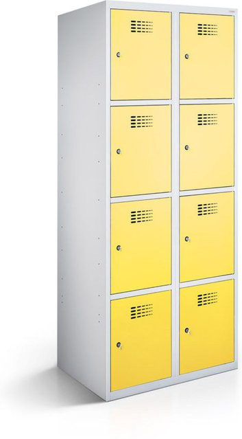 rotstahl Fächerschrank mit 8 Fächern in Gelb und lichtgrauem Korpus, B/T/H: 60 x 50 x 180 cm - Bild 1
