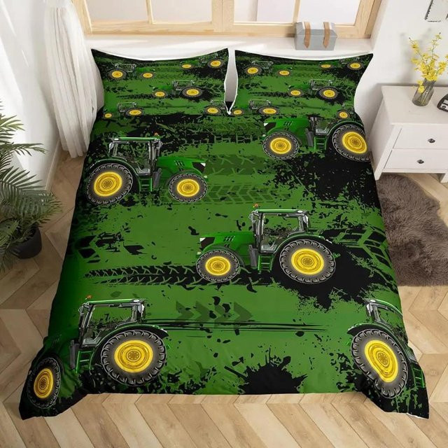 Allbestart Bettwäscheset mit Baufahrzeug-Motiv für Kinder, Grün, B/H: 150 x 200 cm - Bild 1
