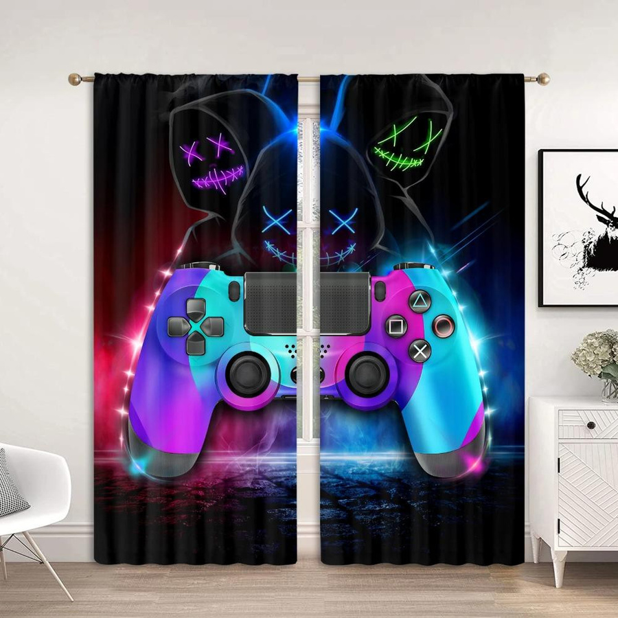 Yiran Furniture Gaming-Vorhang-Set für Kinder, 2-teilig, Grün, B/H: 100 x 130 cm - Bild 2