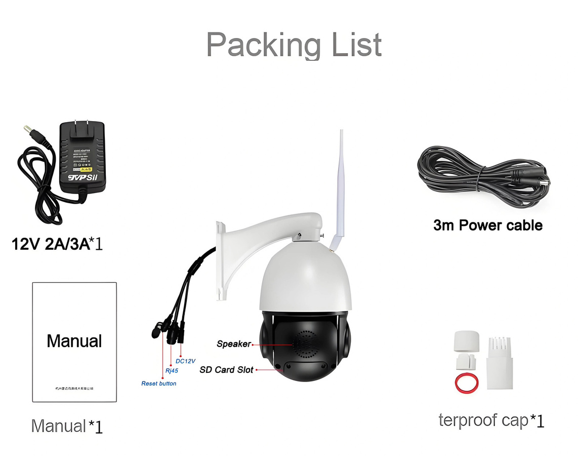 TVPSii 8MP 4K PTZ Dome IP-Kamera mit 54X optischem Zoom, Auto-Tracking, Infrarot-Vollfarb-Nachtsicht und Dual-Band WLAN/LAN in Weiß - Bild 2