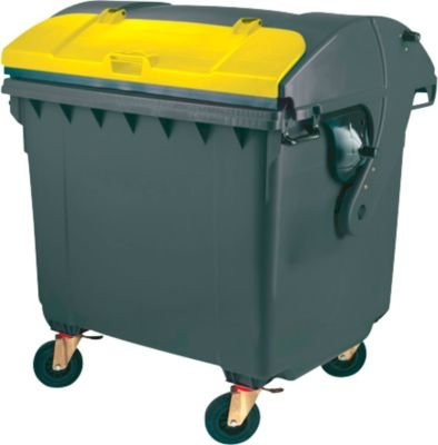 SSI Schäfer Müllcontainer MGB 1100 RD aus Kunststoff mit Runddeckel, schwarzgelb, 1100 l - Bild 1