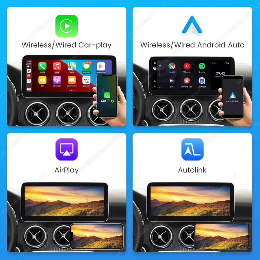 MEKEDE Android Auto und Wireless CarPlay Multimedia-Player mit Linux-System für Mercedes-Benz C-Klasse W204 S204 (2008-2010) NTG 4.0, 10,25 Zoll QLED Display, Schwarz - Bild 2