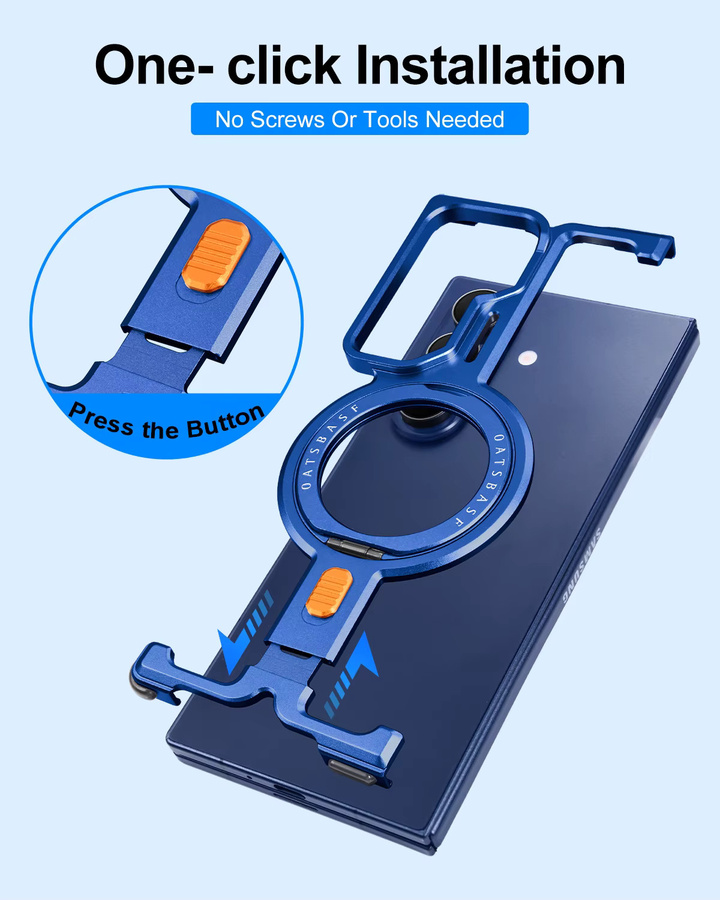 Oatsbasf Magnetische Handyhülle für Samsung Galaxy Z Fold 7 mit 360 Grad drehbarem Ständer und kabellosem Laden in Blau - Bild 5