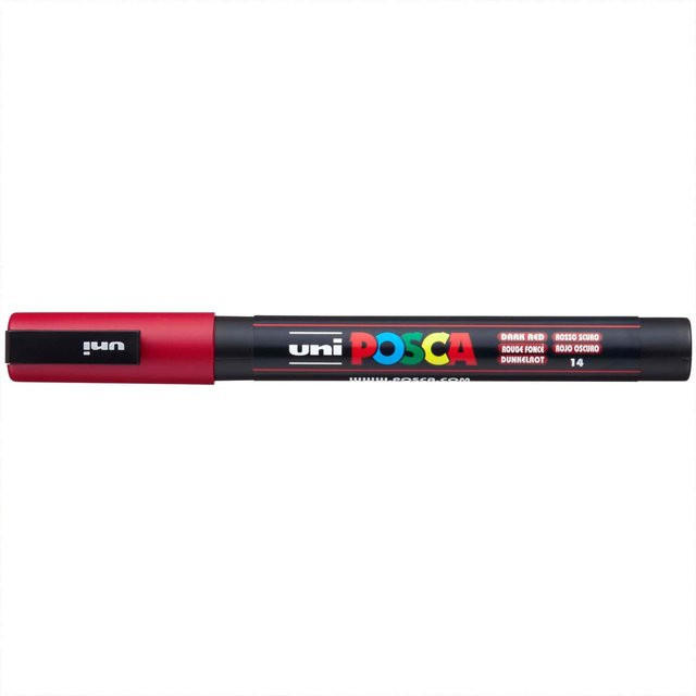 uni POSCA-Marker PC-3M Permanentmarker mit Pigmenttinte in Dunkelrot, Strichbreite 0,9-1,3 mm - Bild 1