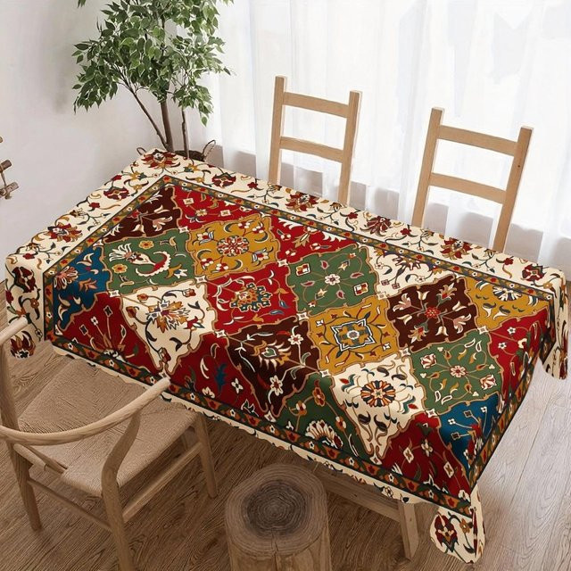 JMG Household Supplies Boho Patchwork Tischdecke aus Polyester, Rechteckig, Mehrfarbig, Wasserabweisend, B/L: 140 x 180 cm - Bild 1