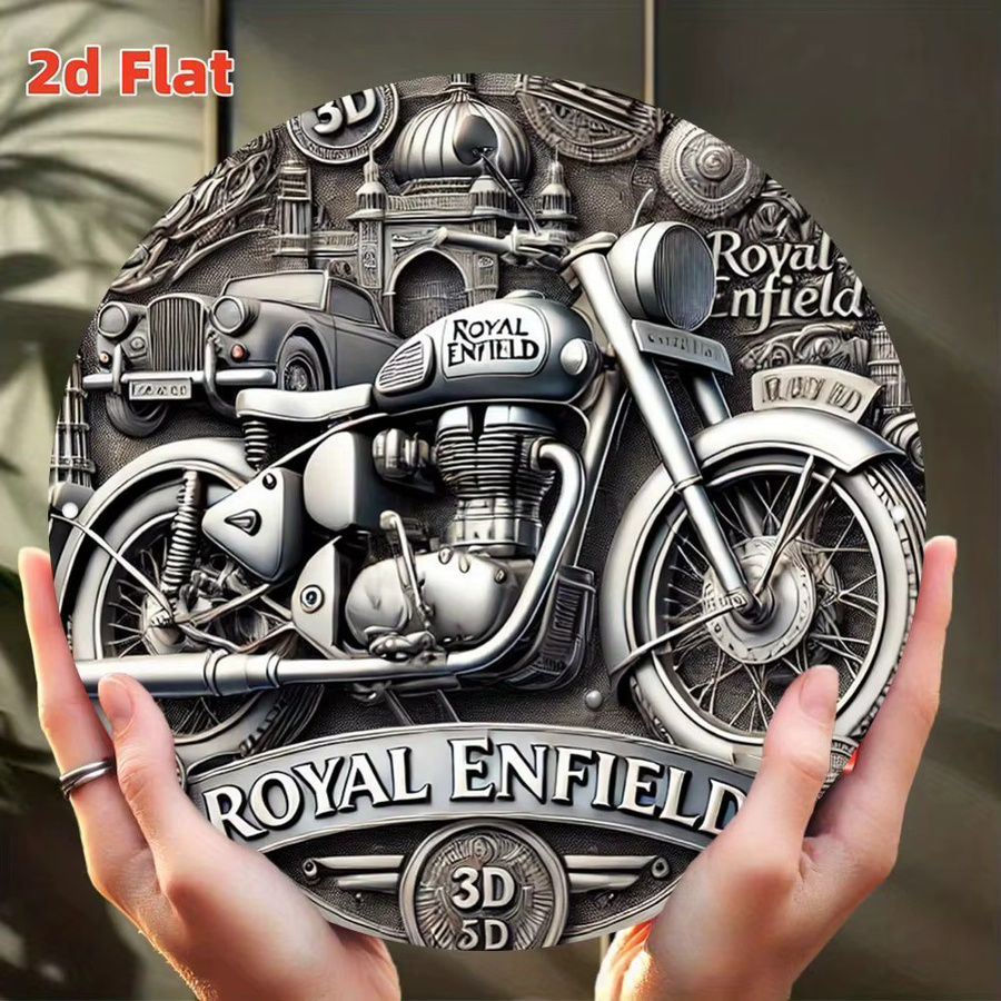 Potdemiel Motorrad-Abzeichen Vintage Aluminiumschild für Garage und Männerhöhle, Breite: 19,81 cm, Höhe: 19,81 cm - Bild 2