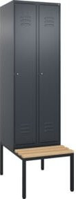 C+P Spind Classic PLUS Garderobenschrank mit Sitzbank, 2 Abteile, Anthrazit/Schwarz, B/T/H: 212,0 x 60,0 x 81,5 cm - Bild 1