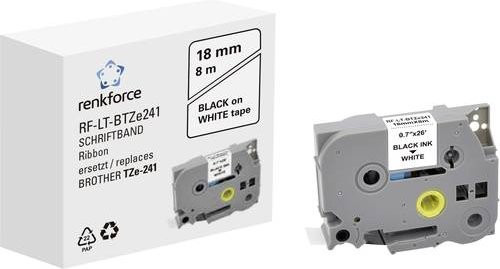 Renkforce RF-LT-BTZe241 Beschriftungsband kompatibel mit Brother TZe-241, Breite: 18 mm, Länge: 8 m, Farbe: Weiß mit schwarzer Schrift - Bild 1