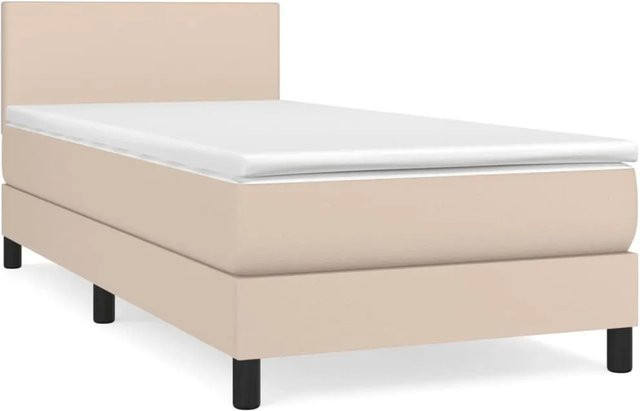 vidaXL Boxspringbett mit Matratze in Braun, Hybrid-Design aus Kunstleder und Holz, B/T: 90 x 200 cm - Bild 1