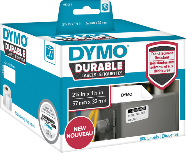 Dymo LabelWriter Address Polyester-Klebeetiketten in Weiß, B: 57 mm, H: 32 mm, 800 Stück - Bild 1