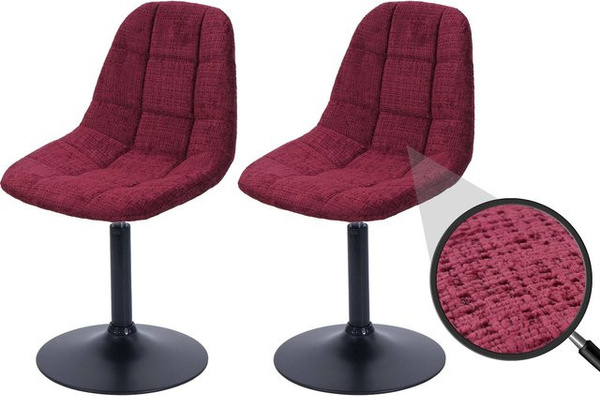 2er-Set MCW Esszimmerstuhl A60 Drehstuhl mit Stahlgestell und Chenille-Stoff in Bordeaux