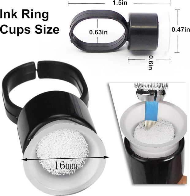 JUN.M Tattoo Ink Ring Tassen mit Schwamm, 50/100 Stück, Microblading PMU Werkzeug - Bild 1