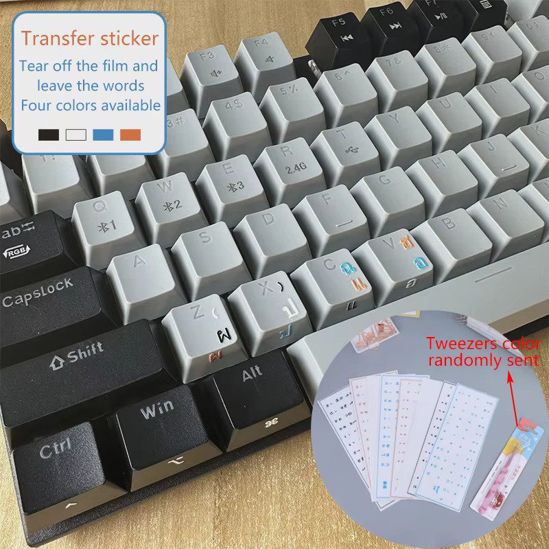 Transparente Tastaturaufkleber für Desktop und Laptop mit thailändischer und japanischer Beschriftung, seitlich graviert, in Weiß und Transparent - Bild 2