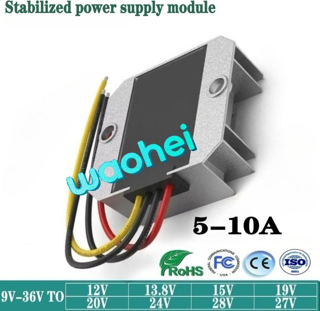 Waohei DC-DC Stromwandler Batterieversorgungsregler Modul Spannungsstabilisator 9-36V auf 12V 13,8V 15V 19V 20V 24V 28V 5-10A - Bild 1
