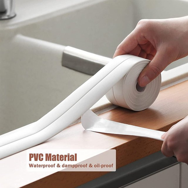 TFAAI Dichtungsband aus PVC, selbstklebend, wasserdicht und ölbeständig, Farbe: Weiß, Länge: 3,2 m - Bild 1