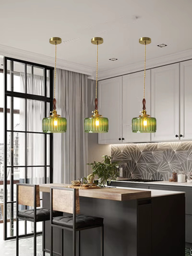 Ramalho Vintage LED Pendelleuchte aus Messing und Glas in Gold und Transparent für Schlafzimmer und Esszimmer - Bild 4