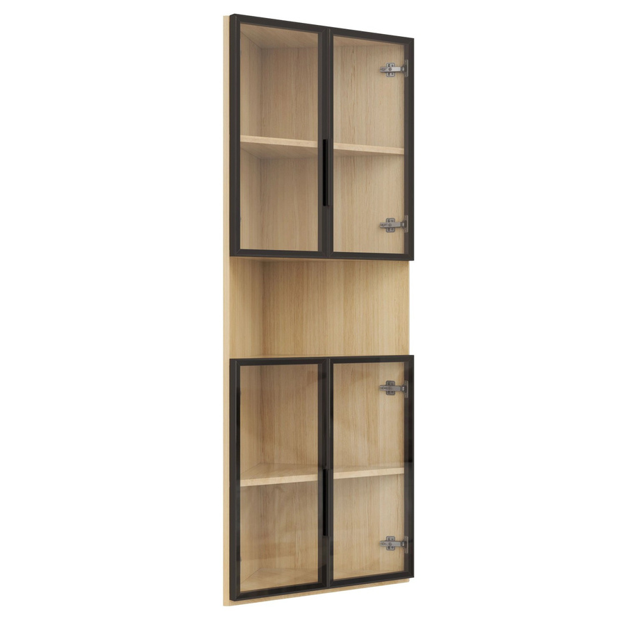okwish Vitrinenschrank mit LED-Lichtleiste und Glastüren in Natur/Braun, B/T/H: 62 x 32 x 160 cm - Bild 2