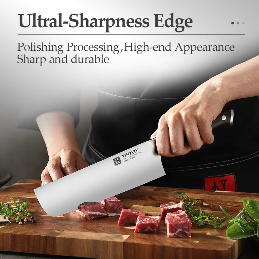 XINZUO Nakiri-Messer mit ergonomischem Ebenholzgriff in Braun - Bild 3
