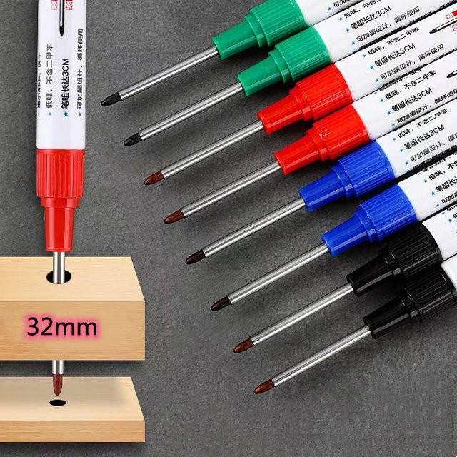 Genkky Mehrzweck Tiefe Loch Marker Stifte für Holzbearbeitung und Bad, 2/4er Set mit schwarzer und blauer Tinte - Bild 1