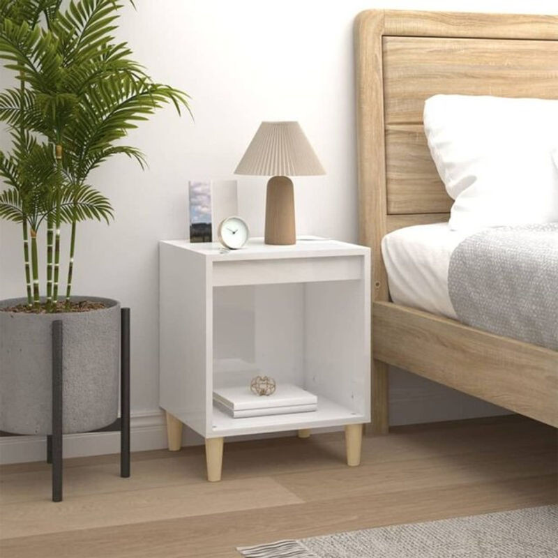 Vidaxl Nachttisch Modern in Hochglanz-Weiß aus Holzwerkstoff, B/T/H: 40 x 35 x 50 cm - Bild 1