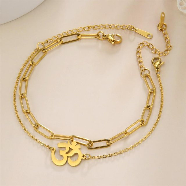 Fußkettchen Edelstahl, Perlenkette, Gold, Damen - Bild 1