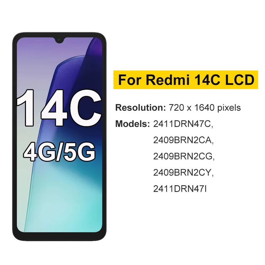 Xiaomi Redmi 14C LCD Display mit IPS Touch Screen Digitizer in Schwarz für 4G und 5G Modelle - Bild 2