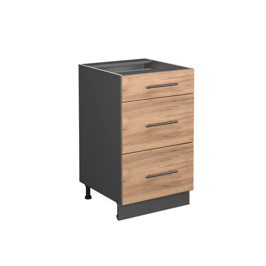 Vicco Küchenunterschrank Fame-Line in Anthrazit und Eiche mit Schubladen und Drehtür, Breite: 50 cm - Bild 3