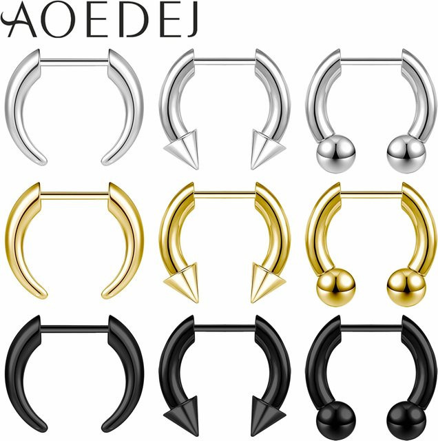 AOEDEJ Nasenring Edelstahl, Silber, Damen Herren - Bild 1