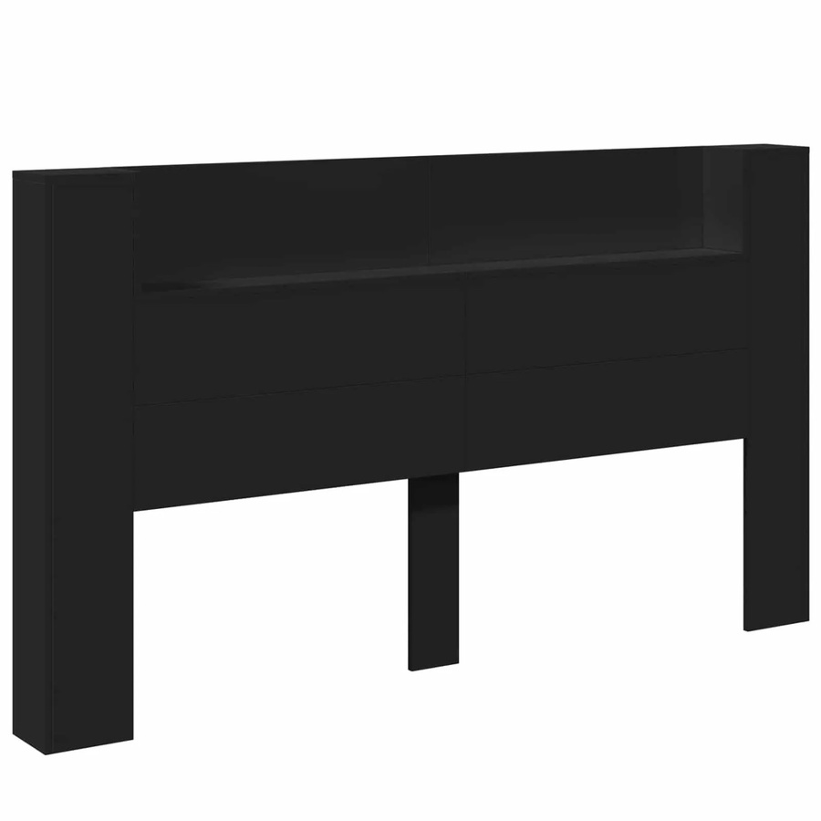 vidaXL Kopfteil mit integriertem Regal in Schwarz, modern, Holzwerkstoff, B: 180 cm, T: 16,5 cm, H: 103,5 cm - Bild 2