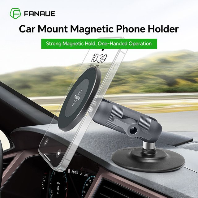 FANAUE Magnetischer Handyhalter für das Auto mit selbstklebendem Saugnapf, Schwarz - Bild 1
