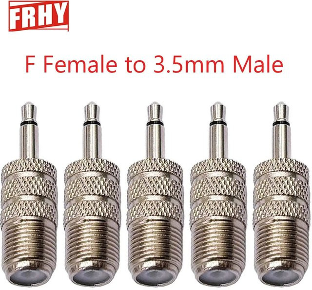 FRHY 5er Set F-Typ auf 3,5mm Klinke Adapter Set, RF Koaxial-Verbinder auf Mono Stecker, Farbe: Silber - Bild 1