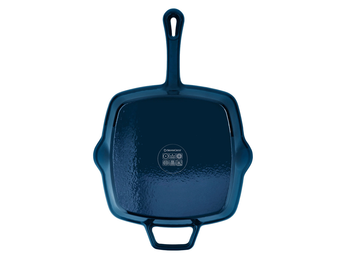 SILVERCREST Premium-Gusseisenpfanne Eckig Blau mit Emaille und Ausgießrand - Bild 3