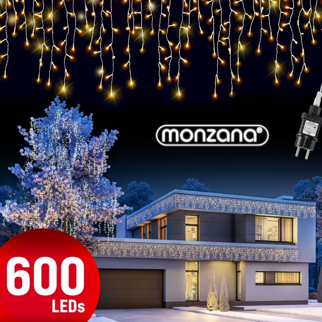 monzana LED Regenlichterkette Warmweiß 20 m für Außen und Innen mit Regeneffekt und IP44 Schutz - Bild 1