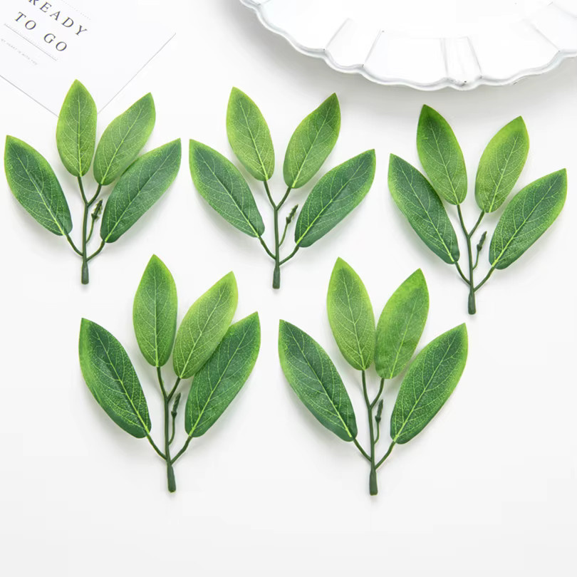 TTCY Künstliche Oleander-Blätter aus grüner Seide für Dekorationen und DIY-Projekte, 50 oder 100 Stück - Bild 2