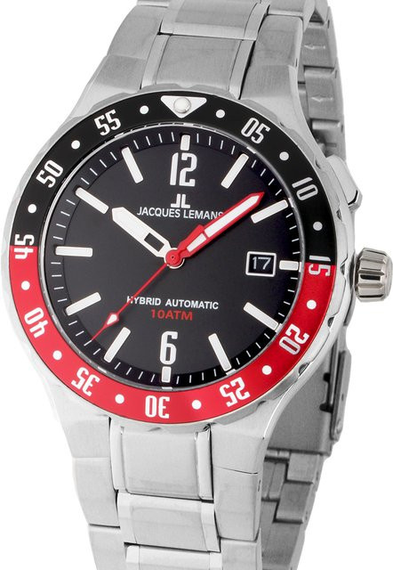Jacques Lemans Herrenuhr, Quarz, Edelstahl, Schwarz, 42 mm, 10 ATM - Bild 1