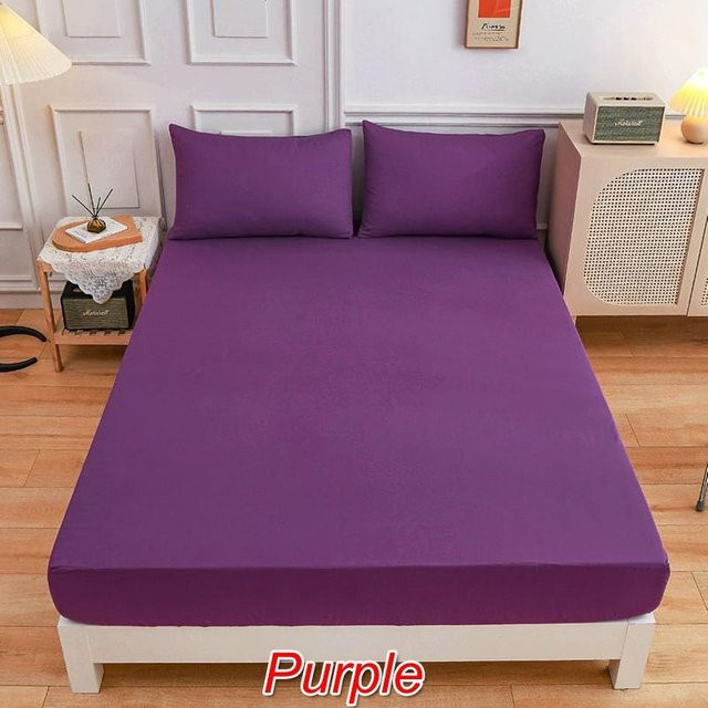 Idealife Spannbetttuch aus gebürsteter Mikrofaser für Doppelbett, Farbe: Lila, B/T: 180 x 200 cm, Höhe: 30,5 cm - Bild 1