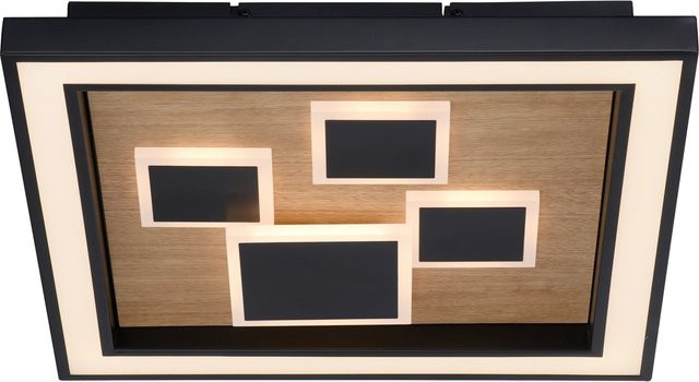 Paul Neuhaus LED-Deckenleuchte Eliza in Schwarz und Eichenholz Natur, B/T/H: 48 x 48 x 2 cm - Bild 1