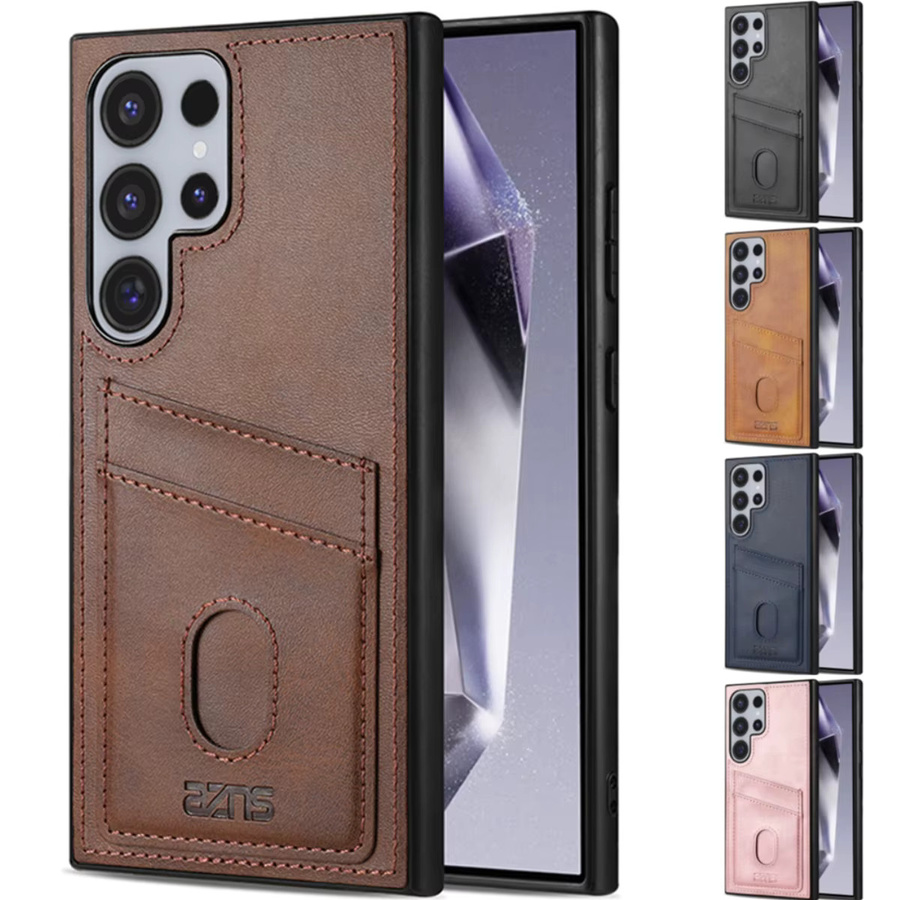 Leder-Handyhülle als Kartenetui für Samsung Galaxy S26 Ultra S25 Edge S24 S23 S22 S21 S20 FE A17 A37 A57 A16 A36 A56 in Schwarz oder Braun - Bild 2