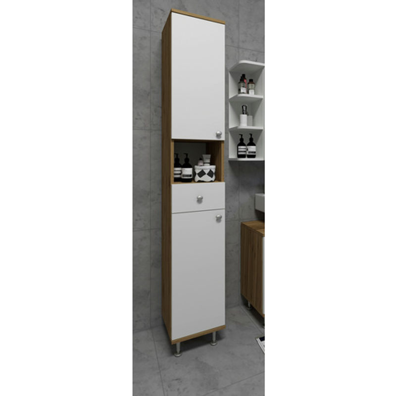 VCM Hochschrank Nilosi in Beige mit Eichenoptik, Breite: 30 cm, Höhe: 185 cm, Tiefe: 31 cm - Bild 2